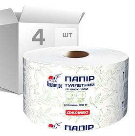 Туалетний папір. “Альбатрос”, білий, D 190 мм, H 90 мм. Упаковка, 4 рулона 100м