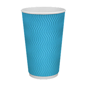 Паперовий стакан блакитний гофрований 450 мл, двошаровий — 20 шт/уп / 24 уп.ящ