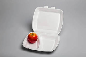 Ланч бокс білий НР-2 (250*210*70), 125 шт/уп Двосекційний