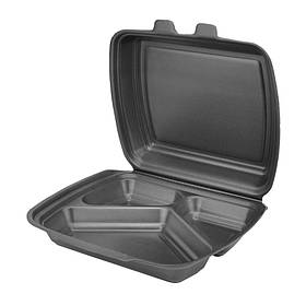 Ланч бокс чорний НР-3 (250*210*70), 125 шт/уп, 3-секційний