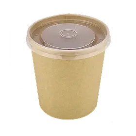 Супник крафт 490 мл. паперовий одноразовий контейнер для супу з кришкою 50 шт