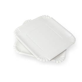 Паперова тарілка прямокутна біла без ПЕ 153*233 100шт