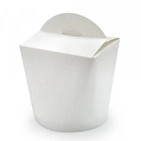 Паперовий контейнер із круглим дном, упаковка для локшини та фаст-фуду 750 мл, Білий