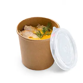Супник крафт 750 мл. паперовий одноразовий контейнер для супу з кришкою 50 шт
