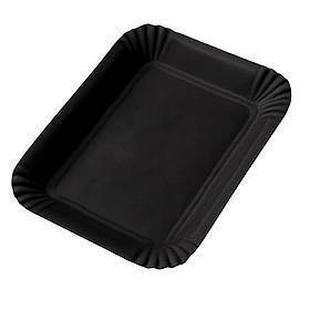 Паперова тарілка прямокутна чорна 150*220 50шт