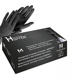 Рукавички нітрилові Hoff BLACK неопудрені, розмір M 100 шт\50 пар Чорні