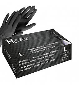 Рукавички нітрилові Hoff BLACK неопудрені, розмір L100 шт\50 пар Чорні