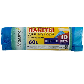 Пакети для сміття 60X10 Maestro із зав'язками