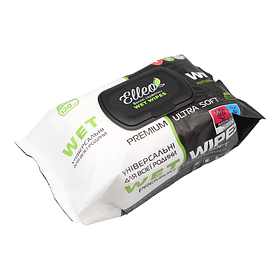 Серветки вологі антибактеріальні універсальні з клапаном Elleo 120 шт