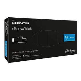 Рукавички нітрилові MERCATOR Nitrylex BLACK неопудрені, розмір M 100 шт\50 пар Чорні
