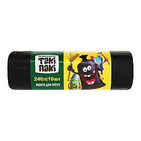 Пакети для будівельного сміття 240л(10), 38 мкм, розмір 1000*1150. Чорний*10