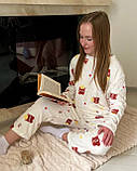 Махрова жіноча піжама білого кольору з ведмедиками, універсальний розмір S–M, фото 2