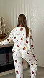 Махрова жіноча піжама білого кольору з ведмедиками, універсальний розмір S–M, фото 3
