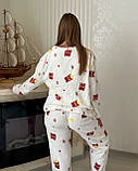 Махрова жіноча піжама білого кольору з ведмедиками, універсальний розмір S–M, фото 5
