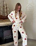 Махрова жіноча піжама білого кольору з ведмедиками, універсальний розмір S–M, фото 7