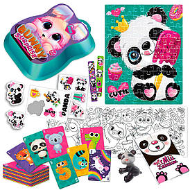 Набір для творчості "Bunny surprise" VT 8080-13 фіолетовий "Vladi Toys", пазли, 50 карток, наліпки, іграшка на пальчик, блокно