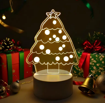 Нічник-світильник настільний 3D "Ялинка зі снігом" від USB SAM-337
