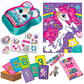 Набір для творчості "Bunny surprise" VT 8080-14 рожевий "Vladi Toys", пазли, 50 карток, наліпки, іграшка на пальчик, блокнот,