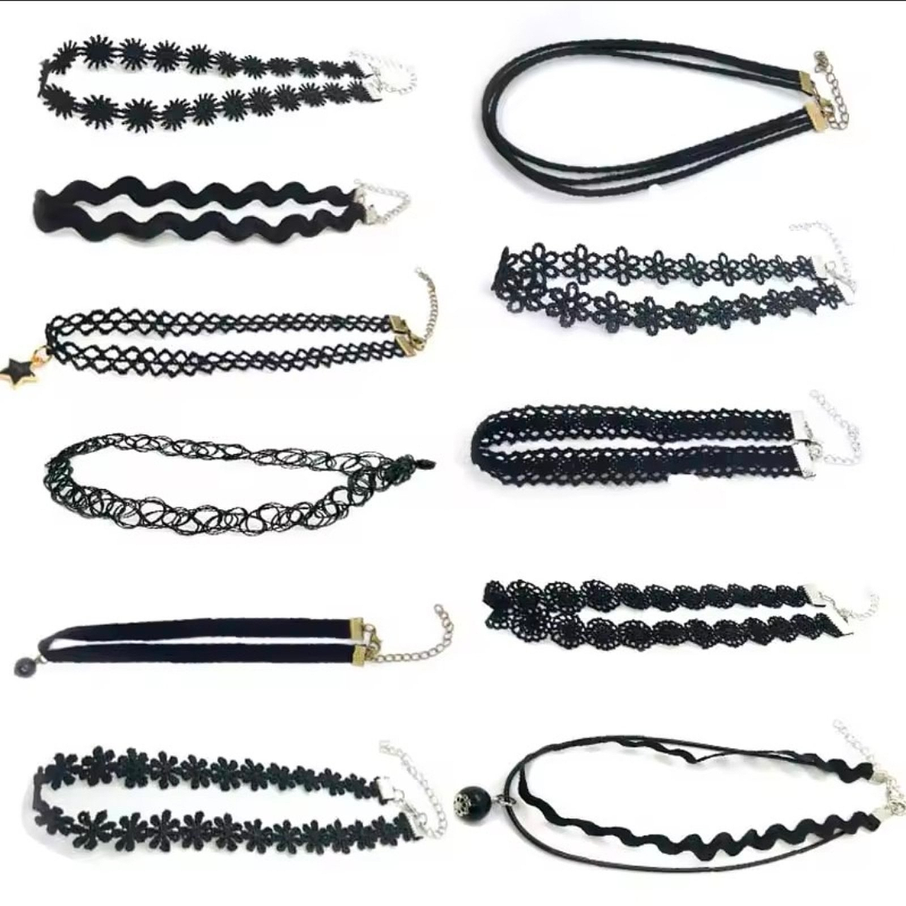 Чокери чорні набір 11шт, фото 1