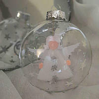 Ёлочный шар из стекла 85 мм "Сніговик у лісі"