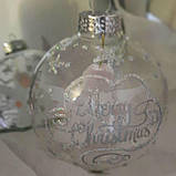 Ёлочный шар из стекла 85 мм "Сніговик у лісі", фото 2