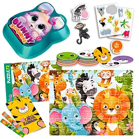 Набір для творчості "Bunny surprise" VT 8080-15 смарагдовий "Vladi Toys", пазли, 50 карток, наліпки, іграшка на пальчик, блокнот,