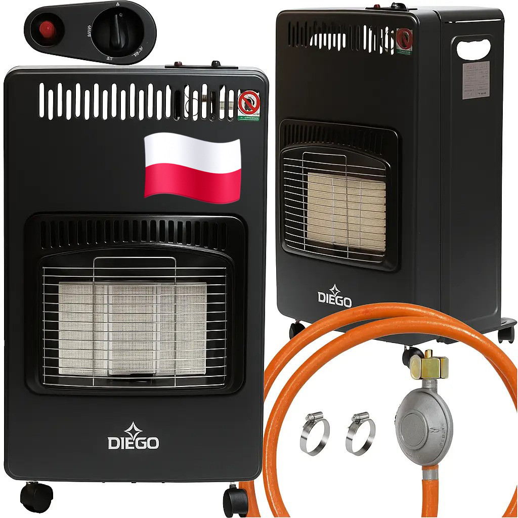 Газовий обігрівач Diego DI2821 (4.2 кВт, до 60 м², шланг і редуктор у комплекті, Польша), фото 1