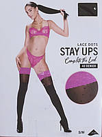 Чулки на силиконе с кружевом S/M (1/2) Черные 40 Den Hunkemoller Капроновые чулки без кружева