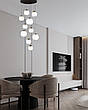 Чорна люстра для сходів з білими плафонами на 10 ламп (99-1691F-10 BK+WH), фото 7