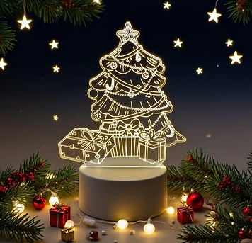 Нічник-світильник настільний 3D "Ялинка з іграшками" від USB SAM-921