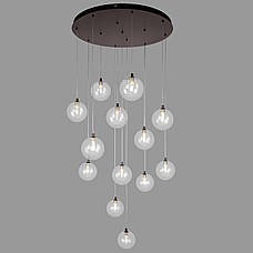 Чорна люстра для сходів з прозорими плафонами на 13 ламп (99-600F-13(120) BK+CL), фото 3