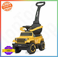 TS Каталка-толокар Spoko жовтий з батьківською TOP NOW ручкою для дітей з музичними ефектами іграшка для прогуля SHT55_Q