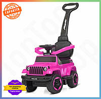 TS Каталка-толокар Spoko 2в1 з батьківською TOP NOW ручкою рожевий дитяче авто для прогулянок і розвитку SHT55_Q