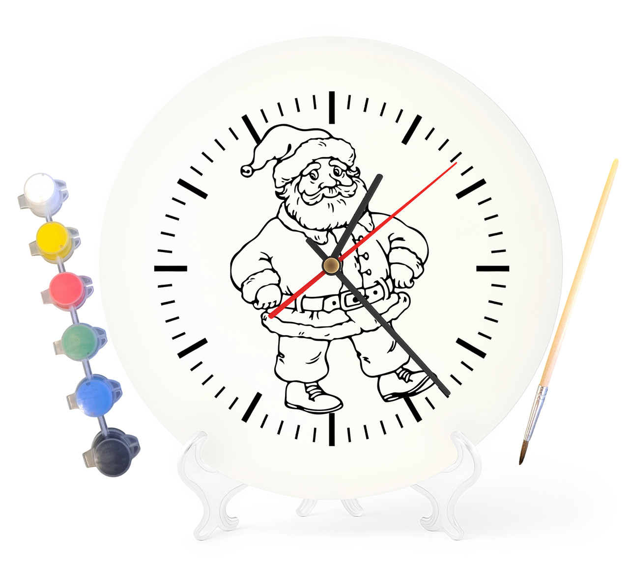 Дитячий набір для творчості годинник розмальовка Санта-Клаус 30 см (Г0065), фото 1