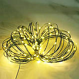 Гірлянда Роса 1000 LED довжина 100 м з пультом від USB зелена нитка, теплий, фото 4