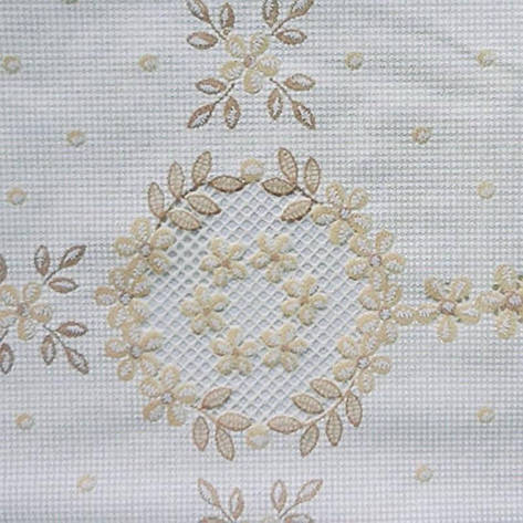 Красива скатертина-клейонка на кухонний стіл біло-бежева, фото 1