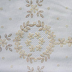 Красива  скатертина-клейонка на кухонний стіл біло-бежева