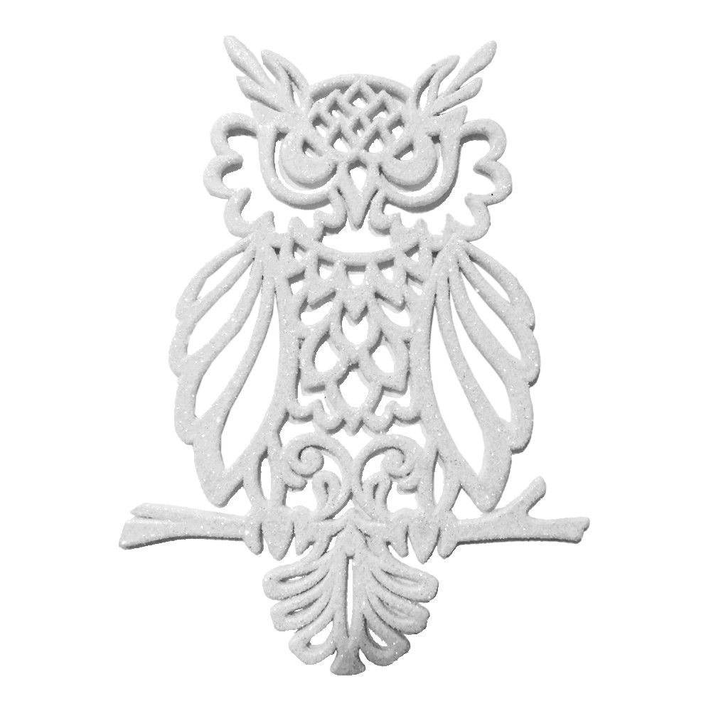 Прикраса на новий рік сова пластикова 12х9 см білий новорічний декор ялинкові іграшки, фото 1