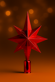 Верхівка на ялинку «Зірка» — глітерна або глянцева новорічна прикраса, 23,5 см, пластик, 15 кольорів Червоний глянець