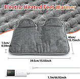 Електрична грілка для ніг з 9 рівнями температури, таймером, сірий фланель, для дому та офісу, фото 3