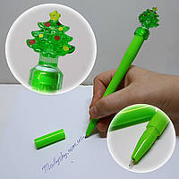 Ручка гелева 2105 «Новий рік» / синя паста / з фігуркою ялинки