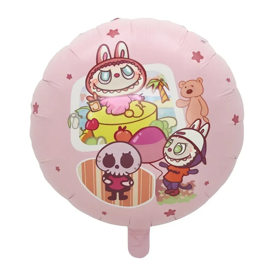 Куля фольгована кругла "Лабубу Рожевий". Розмір: 18"(45 см)