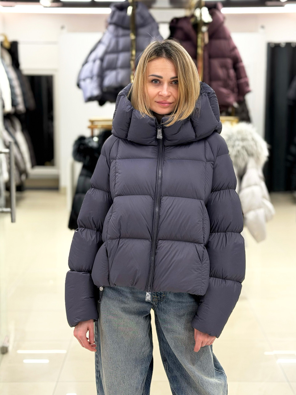 Пуховик жіночий Chanevia 25563 DARK BLUE, фото 1