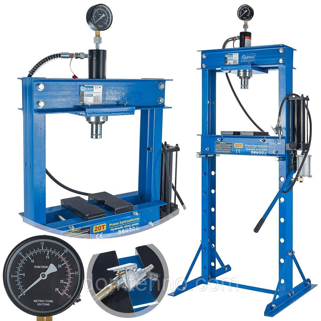 Прес гідравлічно-пневматичний 20T з манометром GEKO G02092