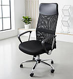 Офісне Крісло стілець до 120 кг з високою спинкою на 5 колесах з регулюванням нахилу спинки компютерне, фото 2