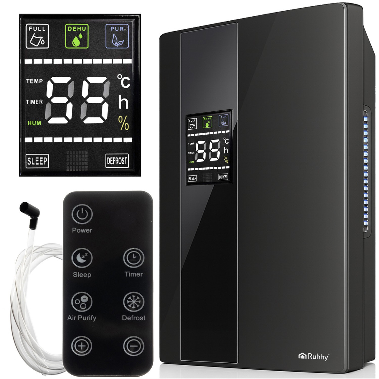 Осушувач і очищувач повітря RUHHY 26626 Чорний (90 Вт, 30 м², UV TiO₂, пульт, Польша), фото 1