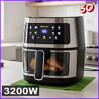 Домашня фритюрниця Аерогриль 8 л без олії Henschll 3200W, Безоливна повітряна фритюрниця з таймером