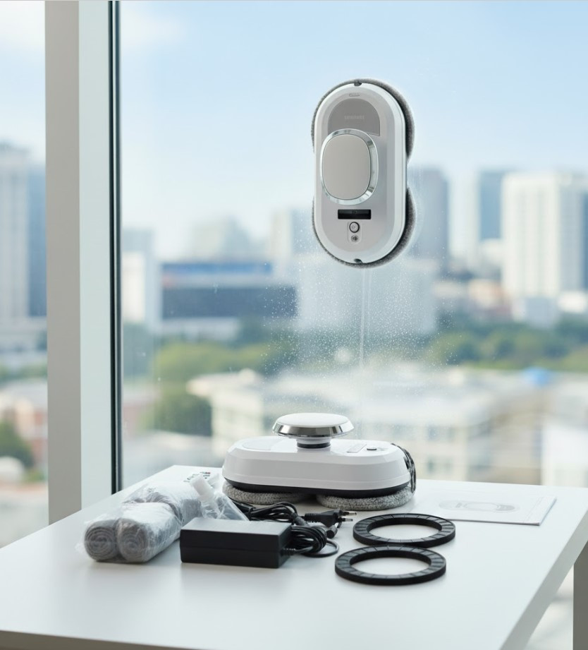 Робот для миття вікон з пультом керування 12 в 1 зі змінною мікрофіброю для протирання 20 хв автономної роботи без зарядки, фото 1