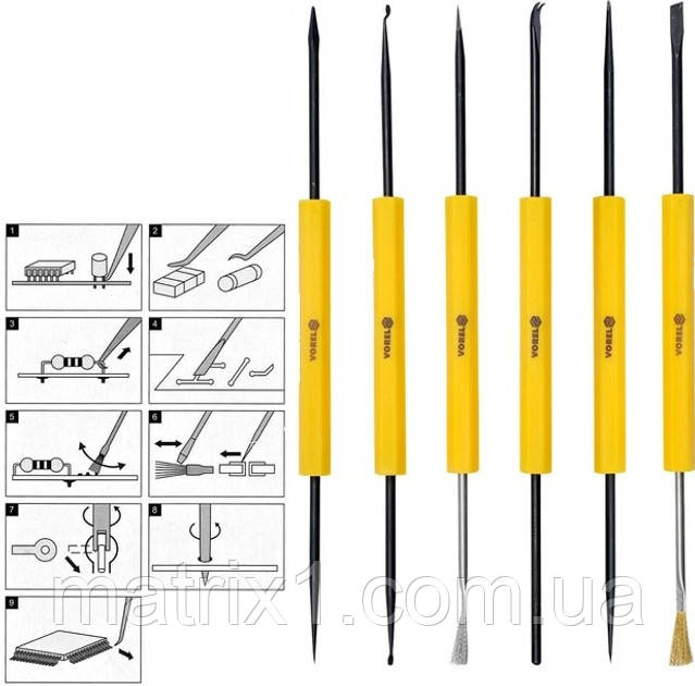 Набір інструментів для паяння VOREL, кпл. 6 шт., фото 1