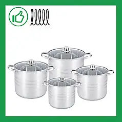 Набір великих каструль із неіржавкої сталі 8 предметів Edenberg